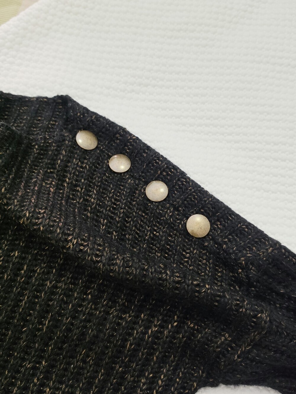 MOS MOSH Black Ribbed Button-Shoulder Sweater - Picture 7 of 10